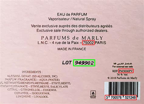 perfumes de marly batch code